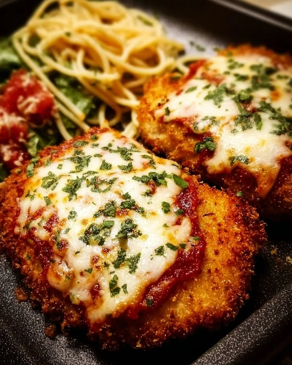 Delicious Air Fryer Chicken Parmesan with melted cheese and crispy coating