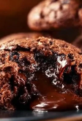 Delicious homemade Chocolate Lava Brownie Cookies with molten chocolate center