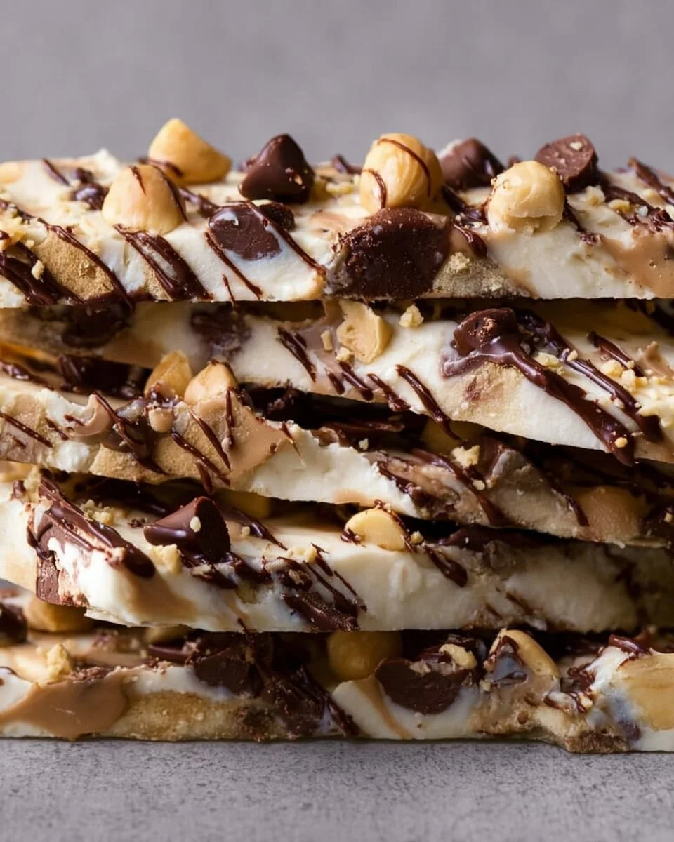 Chunky Monkey Frozen Yogurt Bark with bananas and chocolate