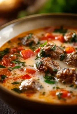 Bowl of comforting creamy Italian sausage soup garnished with herbs and parmesan