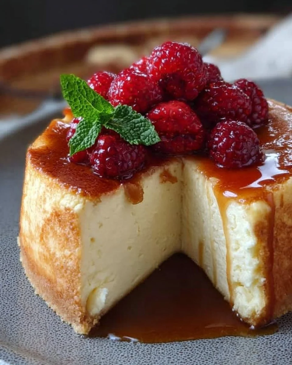 Creamy cheesecake topped with fresh berries on a white plate