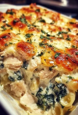 Creamy chicken and spinach casserole dish ready to serve