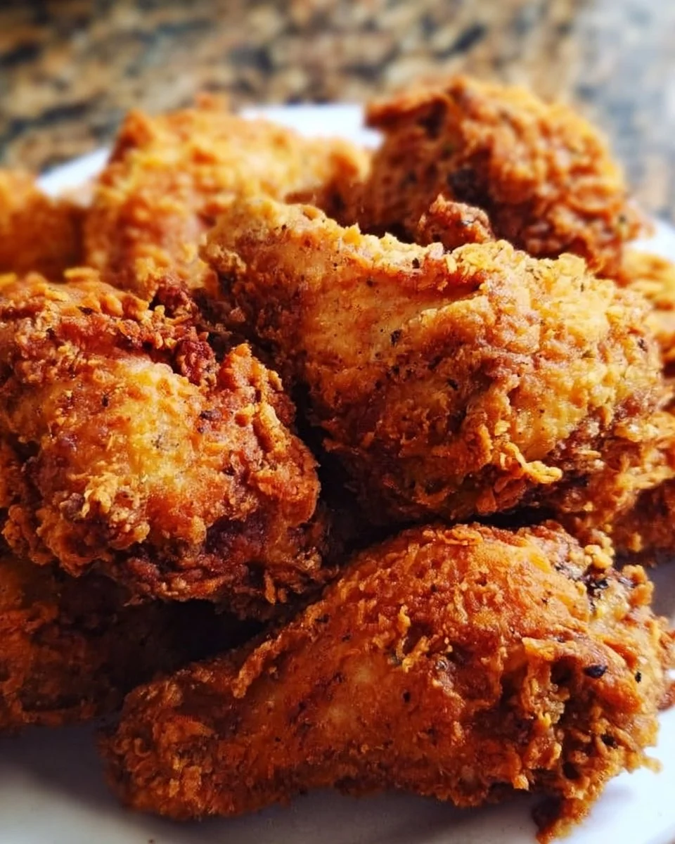 Crispy oven fried chicken served with side dishes on a plate