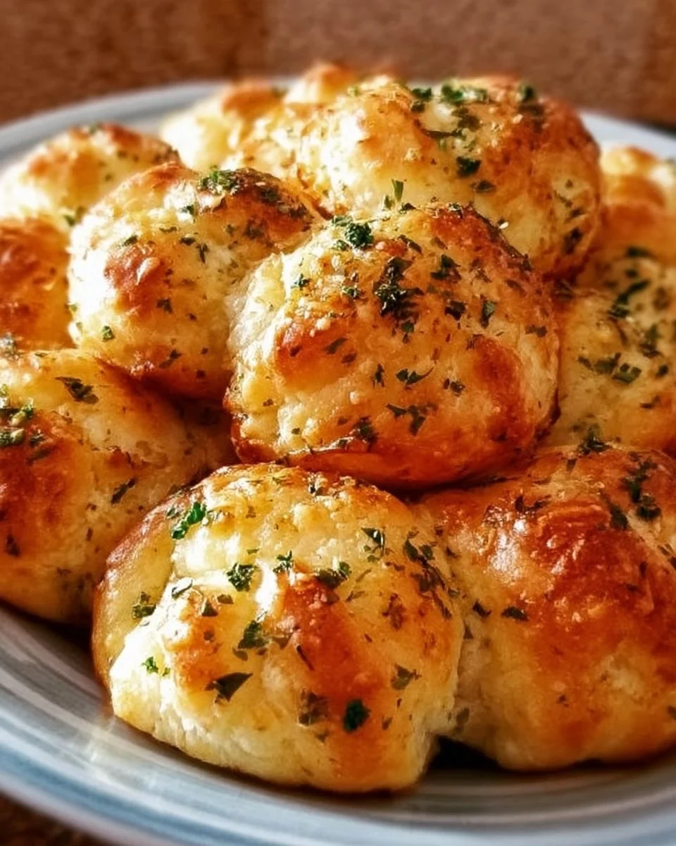 Delicious garlic knots made from Pillsbury biscuits, garnished with herbs.