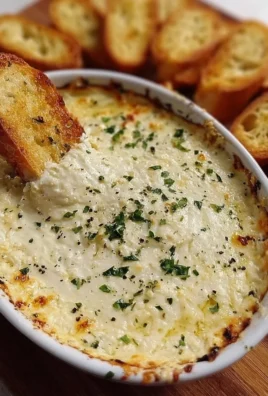 Creamy Easy Garlic Bread Dip served with crispy bread