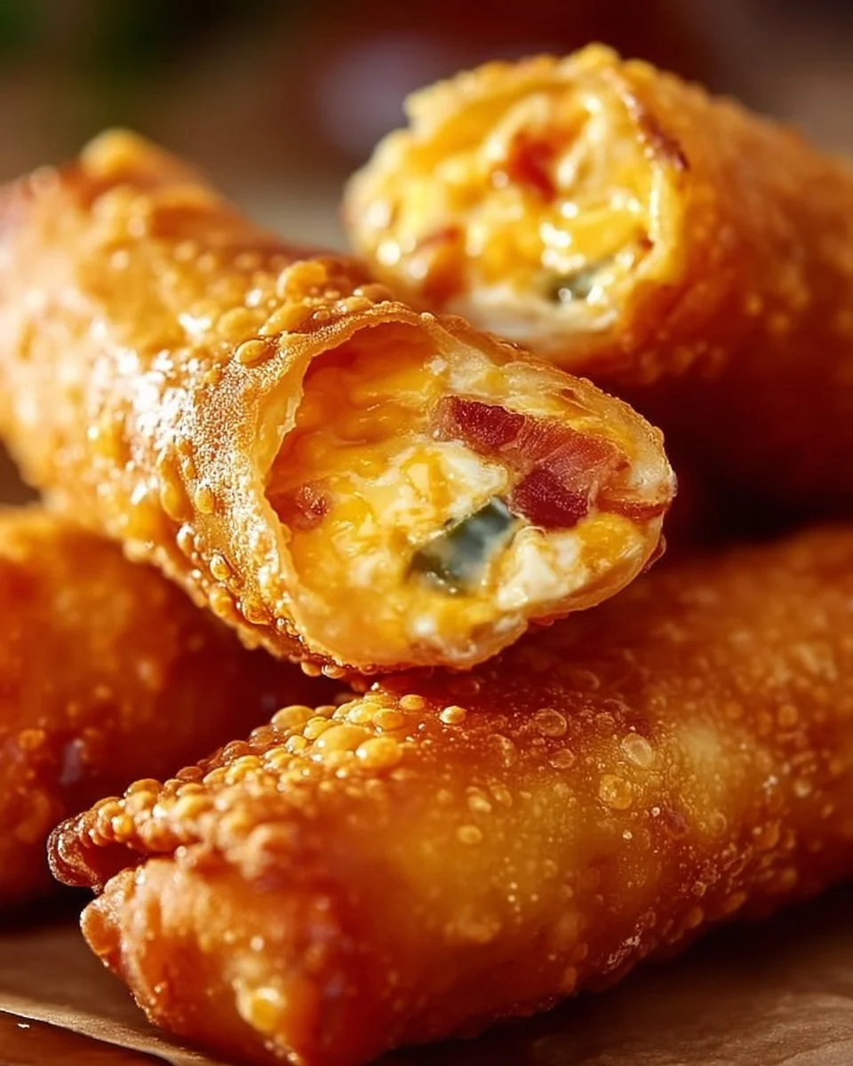 Crispy jalapeno popper egg rolls filled with cheese and jalapenos