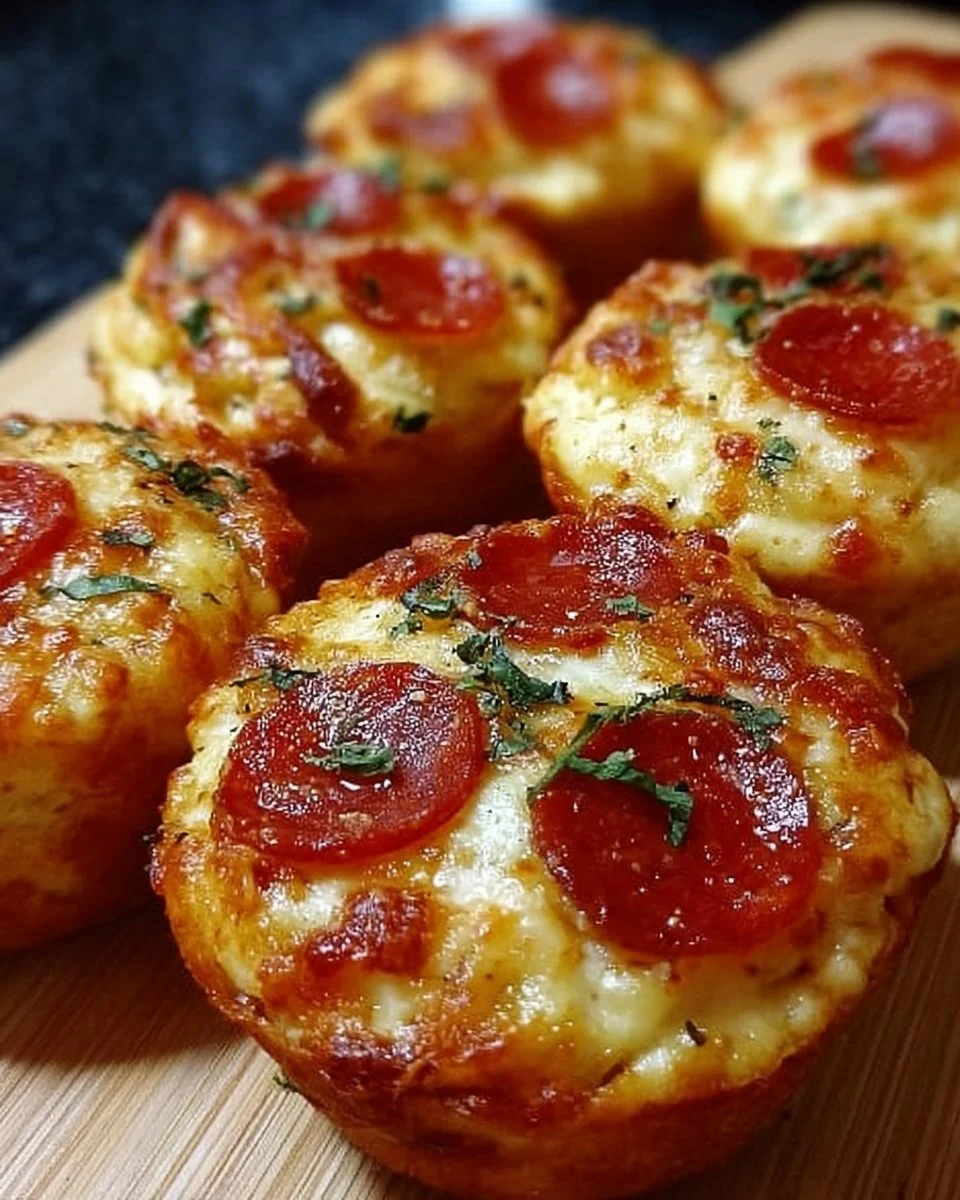 Easy pepperoni pizza muffins baked to perfection, delightful snack recipe