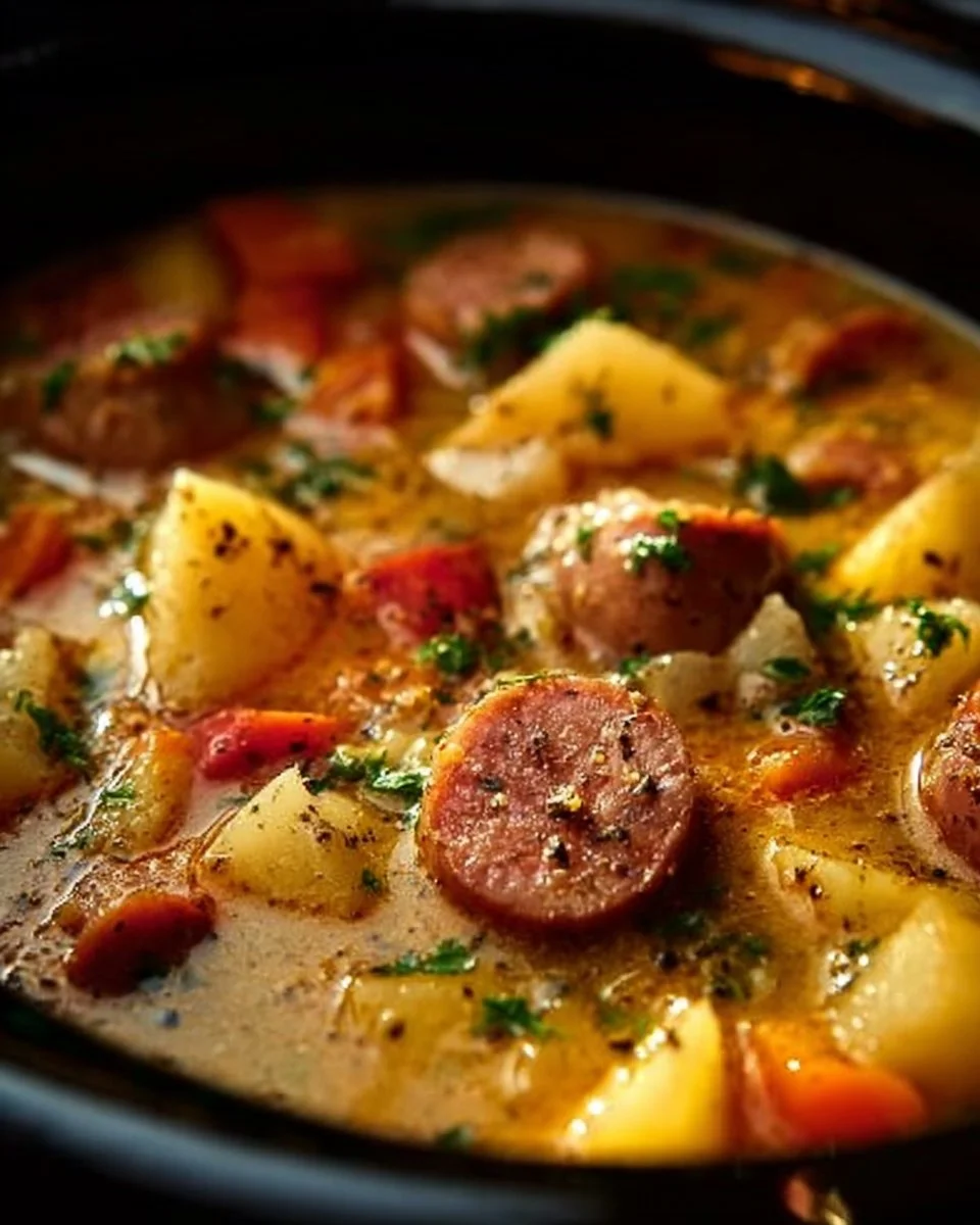 A bowl of Hearty Cajun Potato Soup with spices and potatoes, garnished with green onions.