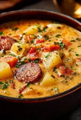 Bowl of delicious Cajun Potato Soup made in an Instant Pot
