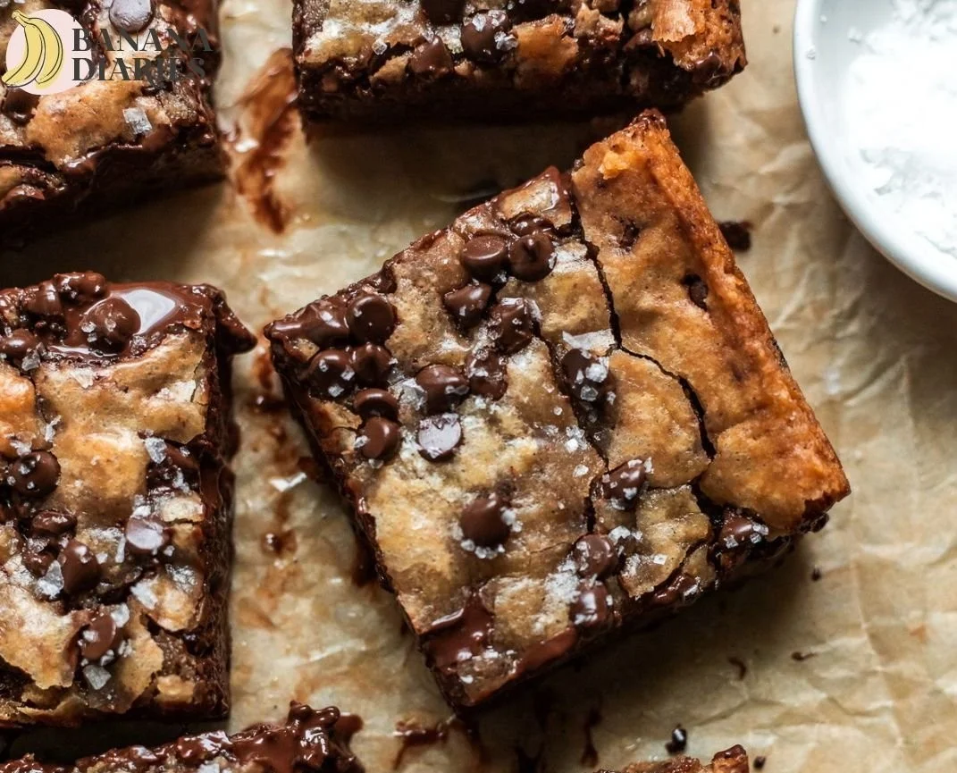Small batch brown butter vegan blondies on a plate