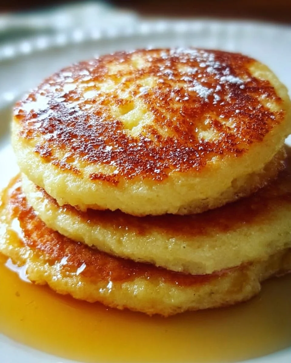 Golden brown Southern Cornmeal Hoecakes served on a plate