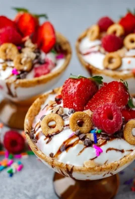 Delicious yogurt sundae topped with fresh fruits and nuts.